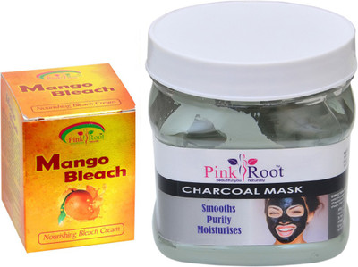 

Pink Root CHARCOAL MASK 500GM WITH MANGO BLEACH 50GM(Set of 2)
