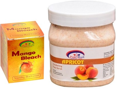 PINKROOT APRICOT SCRUB 500GM WITH MANGO BLEACH 50GM(2 Items in the set)