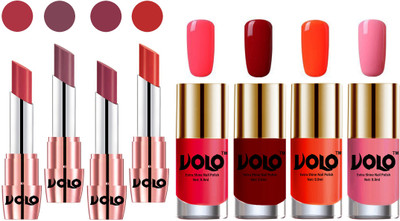 

Volo Ultra HD Shine Nail Polish and Creamy With Matte Lipsticks Combo(Set of 8)