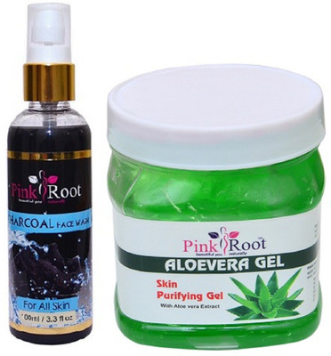 

Pink Root Charcoal Face Wash 100ml WITH Aloevera Gel 500ml(Set of 2)