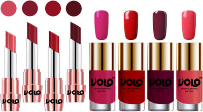 

Volo Ultra HD Shine Nail Polish and Creamy With Matte Lipsticks Combo(Set of 8)