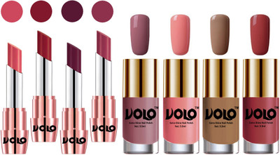 

Volo Ultra HD Shine Nail Polish and Creamy With Matte Lipsticks Combo(Set of 8)