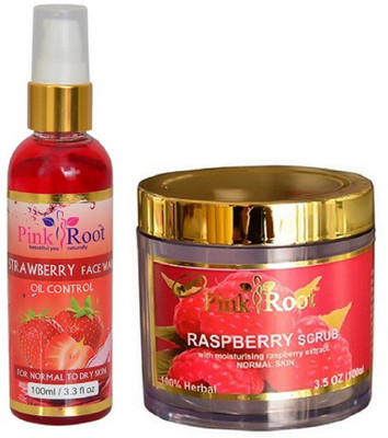 

Pink Root Strawberry Face Wash 100ml WITH Raspberry Scrub 100gm(Set of 2)