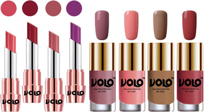 

Volo Ultra HD Shine Nail Polish and Creamy With Matte Lipsticks Combo(Set of 8)