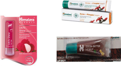 

Himalaya Litchi Shine Lip Care, Pimple Cream, Cocoa Butter Lip Balm(Set of 3)