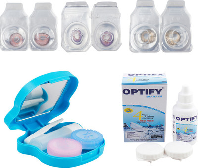 

Optify Combo Pack Monthly Color Contact Lens With Travel Kit Monthly Contact Lens(1, Pink_Violet_Honey, Pack of 3)