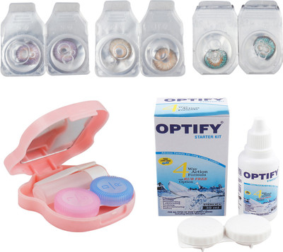 

Optify Combo Pack Monthly Color Contact Lens With Travel Kit Monthly Contact Lens(1, Violet_Brown_Green Turquoise, Pack of 3)