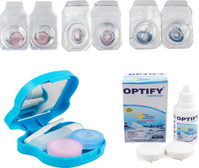 

Optify Combo Pack Monthly Color Contact Lens With Travel Kit Monthly Contact Lens(1, Pink_Violet_Deep Blue, Pack of 3)