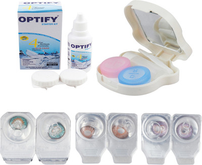 

Optify Combo Pack Monthly Color Contact Lens With Travel Kit Monthly Contact Lens(1, Green Turquoise_Hazel_Violet, Pack of 3)