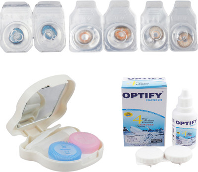 

Optify Combo Pack Monthly Color Contact Lens With Travel Kit Monthly Contact Lens(1, Deep Blue_Honey_Brown, Pack of 3)