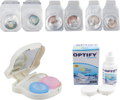 

Optify Combo Pack Monthly Color Contact Lens With Travel Kit Monthly Contact Lens(1, Green Turquoise_Hazel_Brown, Pack of 3)
