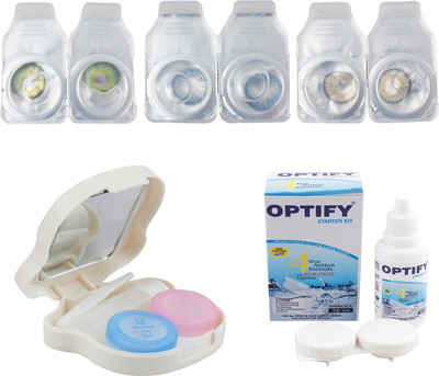

Optify Combo Pack Monthly Color Contact Lens With Travel Kit Monthly Contact Lens(1, Dark Green_Blue_Natural Grey, Pack of 3)