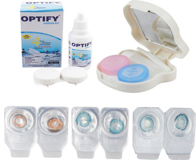 

Optify Combo Pack Monthly Color Contact Lens With Travel Kit Monthly Contact Lens(1, Honey_Aqua_Aqua, Pack of 3)