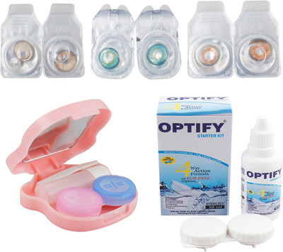 

Optify Combo Pack Monthly Color Contact Lens With Travel Kit Monthly Contact Lens(1, Brown_Green Turquoise_Honey, Pack of 3)