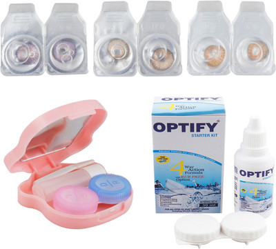 

Optify Combo Pack Monthly Color Contact Lens With Travel Kit Monthly Contact Lens(1, Violet_Brown_Honey, Pack of 3)