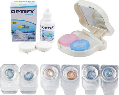 

Optify Combo Pack Monthly Color Contact Lens With Travel Kit Monthly Contact Lens(1, Deep Blue_Honey_Blue, Pack of 3)