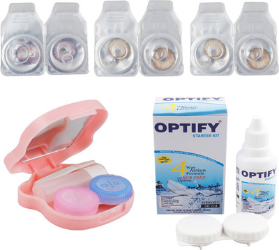 

Optify Combo Pack Monthly Color Contact Lens With Travel Kit Monthly Contact Lens(1, Violet_Brown_Brown, Pack of 3)