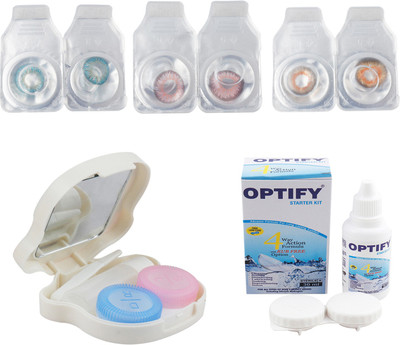 

Optify Combo Pack Monthly Color Contact Lens With Travel Kit Monthly Contact Lens(1, Aqua_Pink_Honey, Pack of 3)