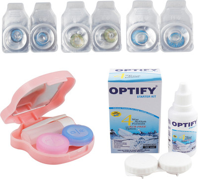 

Optify Combo Pack Monthly Color Contact Lens With Travel Kit Monthly Contact Lens(1, Blue_Green_Violet, Pack of 3)