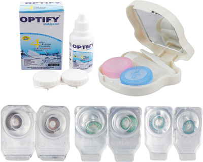 

Optify Combo Pack Monthly Color Contact Lens With Travel Kit Monthly Contact Lens(1, Brown_Green_Aqua, Pack of 3)