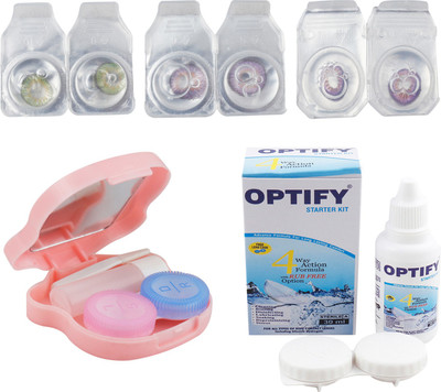 

Optify Combo Pack Monthly Color Contact Lens With Travel Kit Monthly Contact Lens(1, Green_Violet_Violet, Pack of 3)