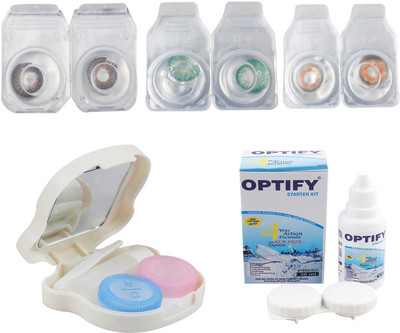 

Optify Combo Pack Monthly Color Contact Lens With Travel Kit Monthly Contact Lens(1, Brown_Green_Honey, Pack of 3)