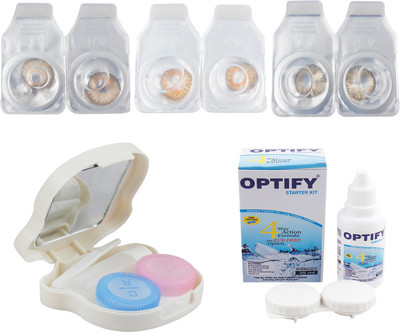 

Optify Combo Pack Monthly Color Contact Lens With Travel Kit Monthly Contact Lens(1, Brown_Honey_Honey, Pack of 3)