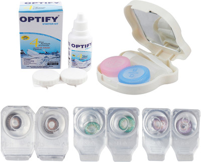 

Optify Combo Pack Monthly Color Contact Lens With Travel Kit Monthly Contact Lens(1, Brown_Green_Violet, Pack of 3)