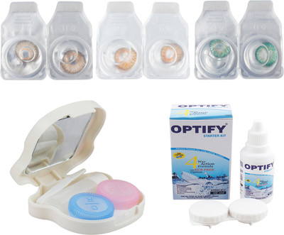 

Optify Combo Pack Monthly Color Contact Lens With Travel Kit Monthly Contact Lens(1, Brown_Honey_Green Turquoise, Pack of 3)