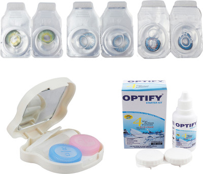 

Optify Combo Pack Monthly Color Contact Lens With Travel Kit Monthly Contact Lens(1, Dark Green_Blue_Deep Blue, Pack of 3)