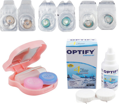 

Optify Combo Pack Monthly Color Contact Lens With Travel Kit Monthly Contact Lens(1, Brown_Green Turquoise_Green Turquoise, Pack of 3)