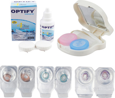 

Optify Combo Pack Monthly Color Contact Lens With Travel Kit Monthly Contact Lens(1, Hazel_Aqua_Violet, Pack of 3)