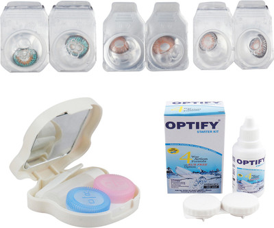 

Optify Combo Pack Monthly Color Contact Lens With Travel Kit Monthly Contact Lens(1, Green Turquoise_Hazel_Natural Grey, Pack of 3)