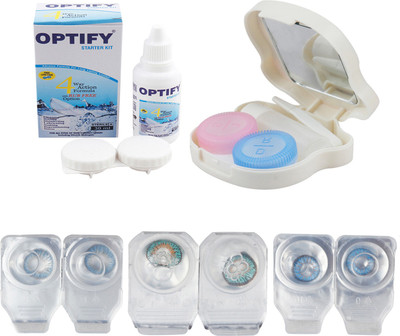 

Optify Combo Pack Monthly Color Contact Lens With Travel Kit Monthly Contact Lens(1, Blue_Green Turquoise_Blue, Pack of 3)