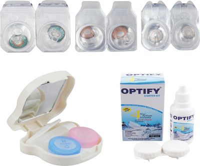 

Optify Combo Pack Monthly Color Contact Lens With Travel Kit Monthly Contact Lens(1, Green Turquoise_Hazel_Grey, Pack of 3)