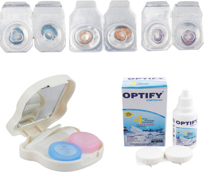 

Optify Combo Pack Monthly Color Contact Lens With Travel Kit Monthly Contact Lens(1, Deep Blue_Honey_Violet, Pack of 3)