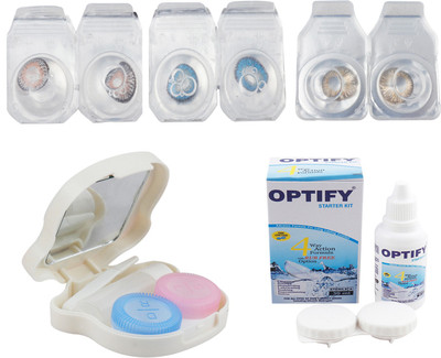 

Optify Combo Pack Monthly Color Contact Lens With Travel Kit Monthly Contact Lens(1, Natural Grey_Deep Blue_Honey, Pack of 3)