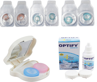 

Optify Combo Pack Monthly Color Contact Lens With Travel Kit Monthly Contact Lens(1, Hazel_Aqua_Aqua, Pack of 3)