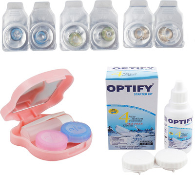 

Optify Combo Pack Monthly Color Contact Lens With Travel Kit Monthly Contact Lens(1, Blue_Green_Honey, Pack of 3)