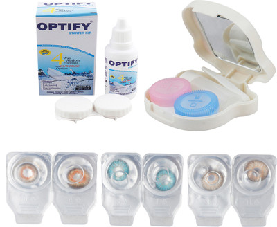 

Optify Combo Pack Monthly Color Contact Lens With Travel Kit Monthly Contact Lens(1, Honey_Aqua_Brown, Pack of 3)