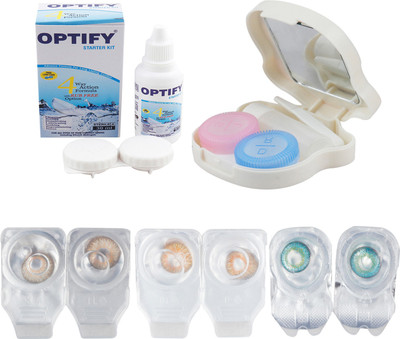 

Optify Combo Pack Monthly Color Contact Lens With Travel Kit Monthly Contact Lens(1, Brown_Honey_Aqua, Pack of 3)