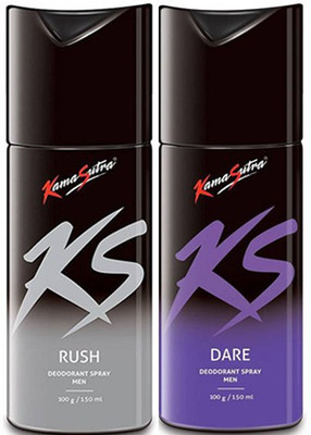 

KamaSutra Dare Rush Body Spray - For Men(300 ml, Pack of 2)