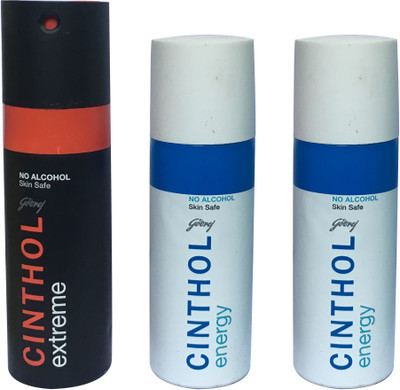 

CINTHOL 1 EXTREME AND 2 ENERGY (PACK OF 3) Body Spray - For Men & Women(150 ml, Pack of 3)