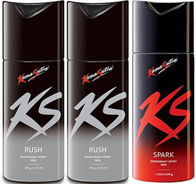 

KamaSutra Rush Rush Spark Body Spray - For Men(450 ml, Pack of 3)
