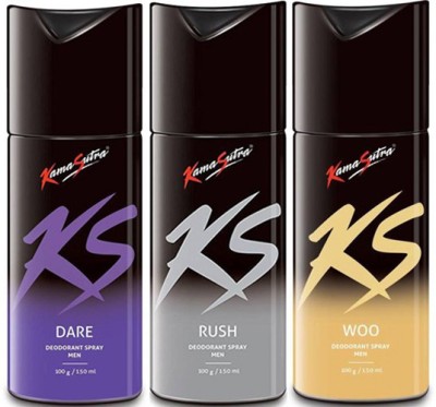 

KamaSutra Dare Rush Woo Body Spray - For Men(450 ml, Pack of 3)