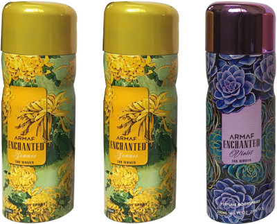 

Armaf 2 ENCHANTED SUMMER AND 1 ENCHANTED VOILET (PACK OF 3) Body Spray - For Women(200 ml, Pack of 3)