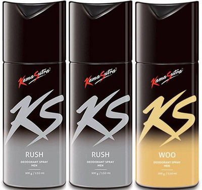 

KamaSutra Rush Rush Woo Body Spray - For Men(450 ml, Pack of 3)