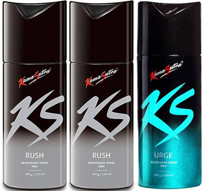 

KamaSutra Rush Rush Urge Body Spray - For Men(450 ml, Pack of 3)