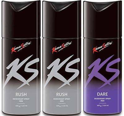 

KamaSutra Rush Rush Dare Body Spray - For Men(450 ml, Pack of 3)