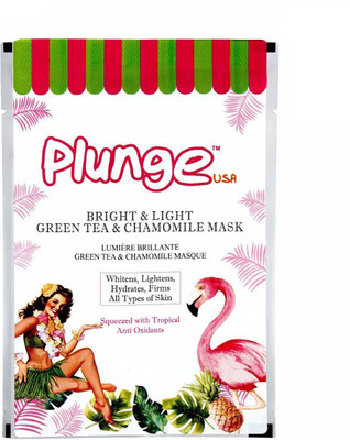 

O3+ Plunge Light & Bright Green Tea & Chamomile Face Mask - 100% Natural and Organic Base with No Parabens and Minerals - Skin Whitening, Lightening, Purification and Softening Formulation for All Skin Types (Single Use Pack, 30 g)(30 g)